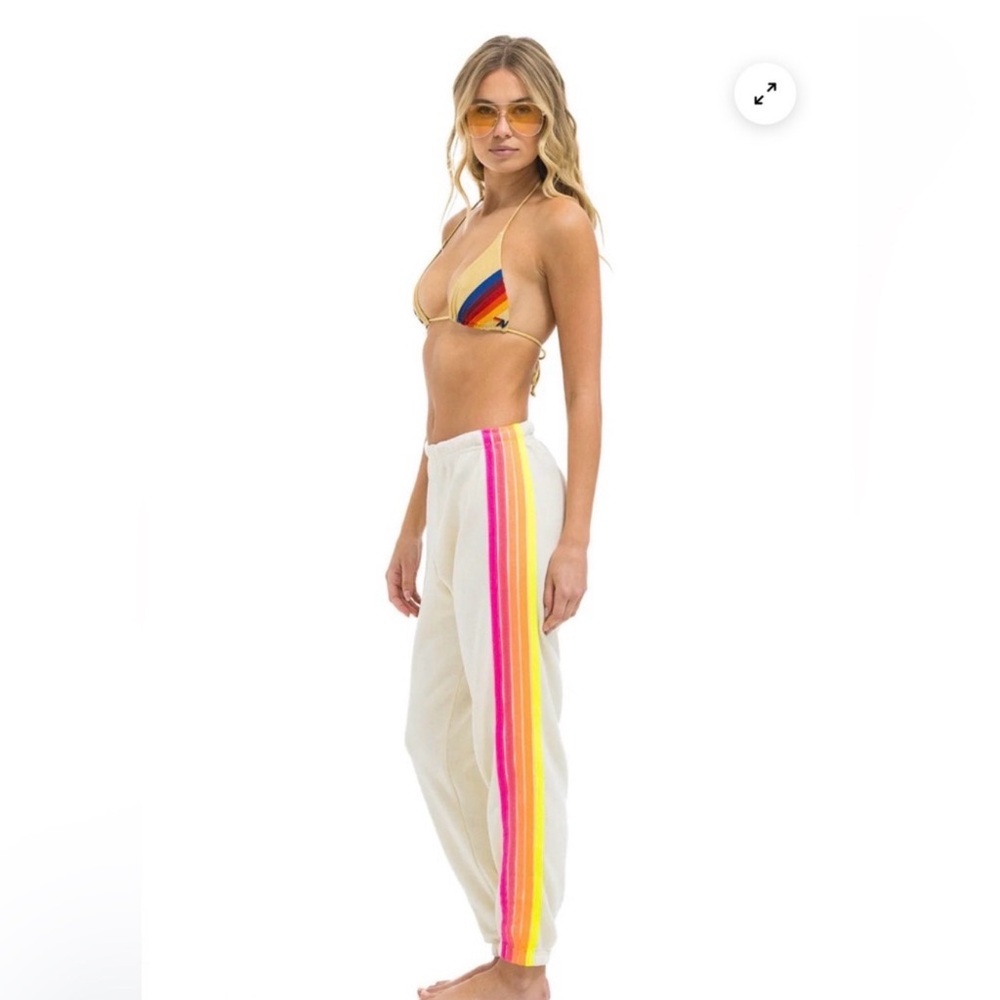 AVIATOR NATION Vintage White/Neon 5 Stripe Sweatpants